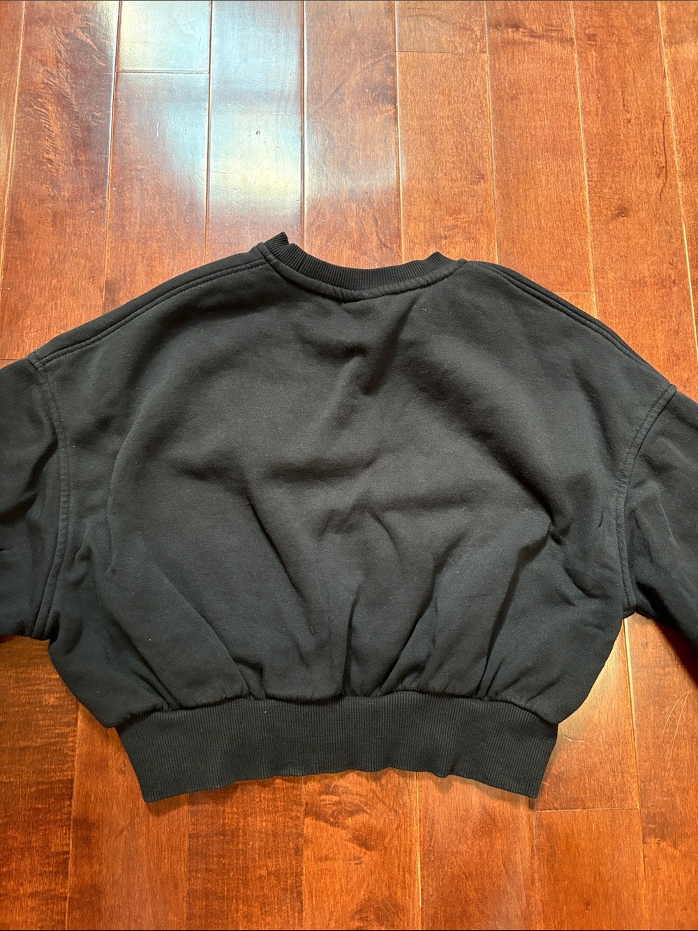 Nike Black Cropped Crew Sweatshirt with White Logo Size Small - Picture 3 of 4